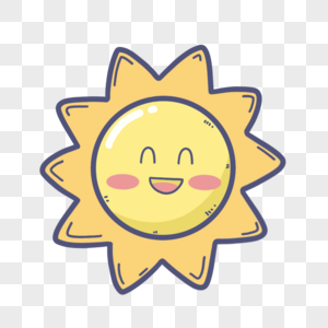 黄色简约可爱卡通表情太阳图片