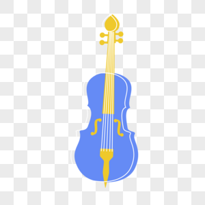 蓝色黄色国际爵士节乐器小提琴图片