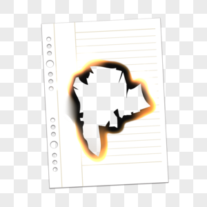 白色撕纸笔记本纸黑色火焰燃烧图片