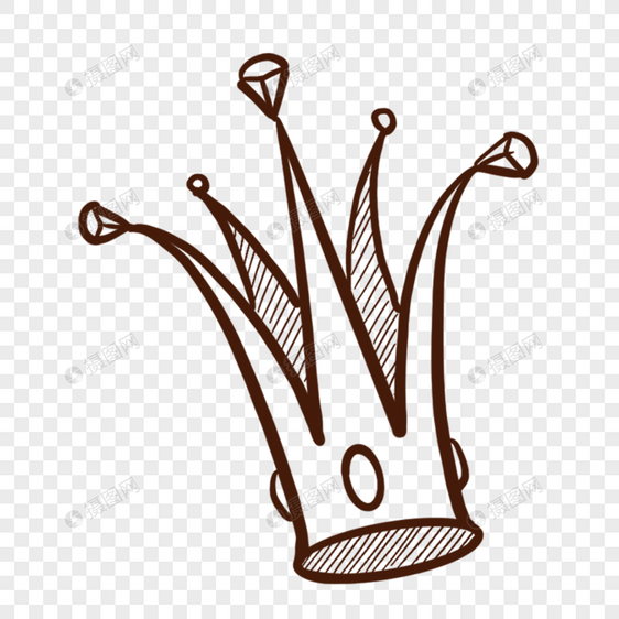 喇叭形手绘线条线稿皇冠图片