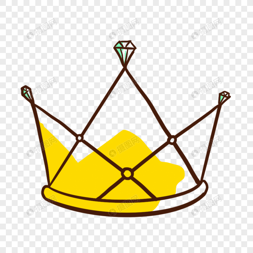 黄色华丽钻石线稿皇冠图片