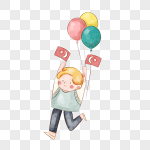 土耳其儿童节彩色气球短发男生图片