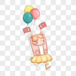 土耳其儿童节彩色气球小女孩图片