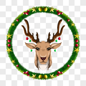 小鹿和棕色圣诞花环图片