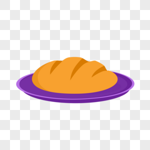 紫色盘子里的面包图片