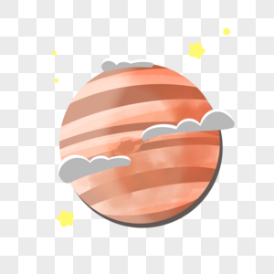 水彩星球橘色行星图片