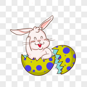 复活节破壳而出的卡通兔子图片
