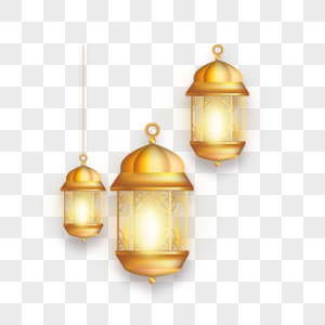 金色吊饰灯笼质感斋月背景图片