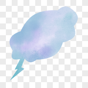 淡蓝色闪电云朵水彩气泡对话框图片