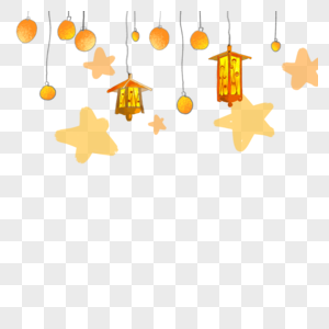 金色五角星和灯笼水彩斋月装饰图片