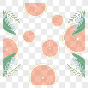 切开的新鲜红柚抽象植物边框图片