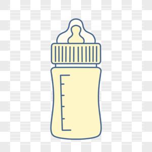 线条风黄色奶瓶婴儿可爱用品图片