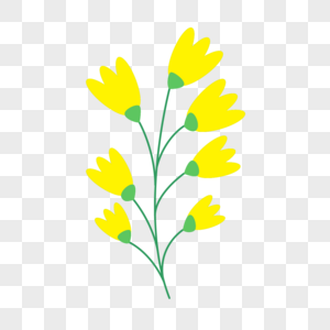黄色花瓣可爱春天花朵剪纸画图片