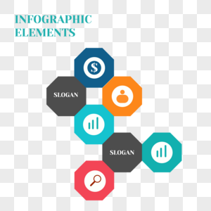 抽象多彩六角业务信息图表元素高清图片