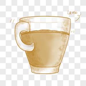 透明咖啡杯和美味拿铁咖啡图片