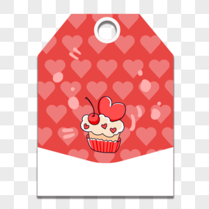 爱心樱桃纸杯蛋糕红色贺卡图片