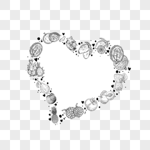 爱心白色线稿水果边框图片