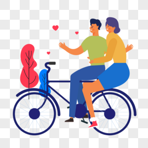 拥抱情侣情人节自行车郊游插画图片