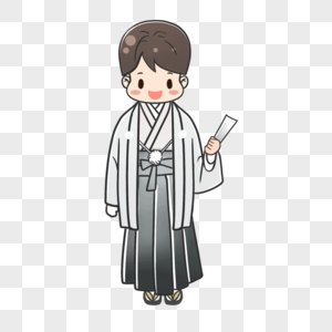 手持折扇日式古典装扮男生图片