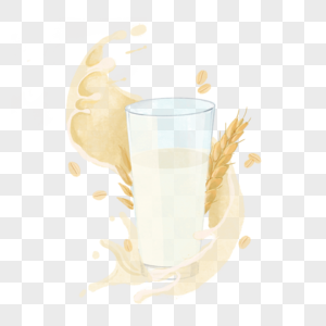 燕麦牛奶水彩喷溅风格营养早餐图片