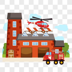 消防站直升机红色消防车图片