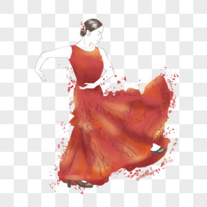 女孩弗拉门戈舞红色礼服图片