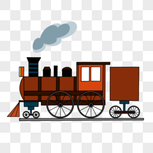 蒸汽火车红色卡通复古高清图片