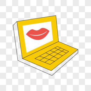 电脑嘴唇黄色白色图片创意图片