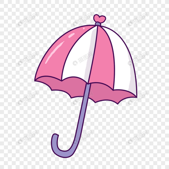 雨伞粉色卡通创意绘画白色图片