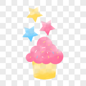 蛋糕云朵星星粉色图片绘画图片