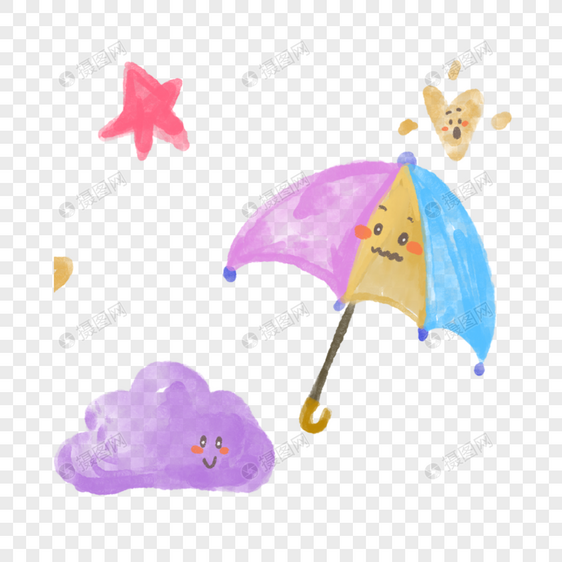 云朵雨伞紫色蓝色创意图片图片