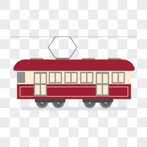 有轨电车卡通风格复古交通工具高清图片