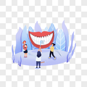 牙齿清洁护理概念插画图片