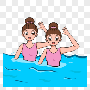 花样游泳运动员粉色卡通可爱图片