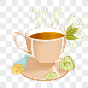 茶杯茶水卡通风格图片