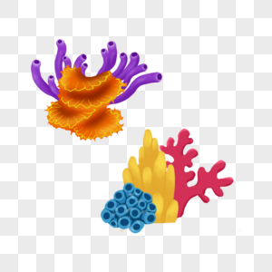 珊瑚礁海底植物插画图片
