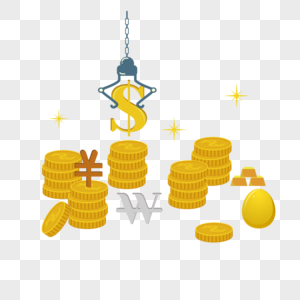 金币货币符号卡通插画高清图片