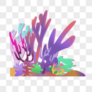 海底摆动的五颜六色的珊瑚卡通图片