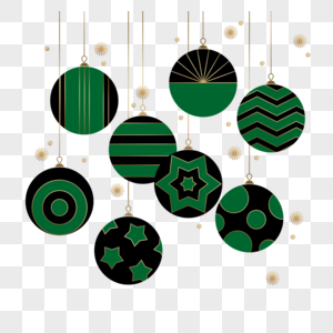 圣诞球华美高雅绿黑色装饰图片