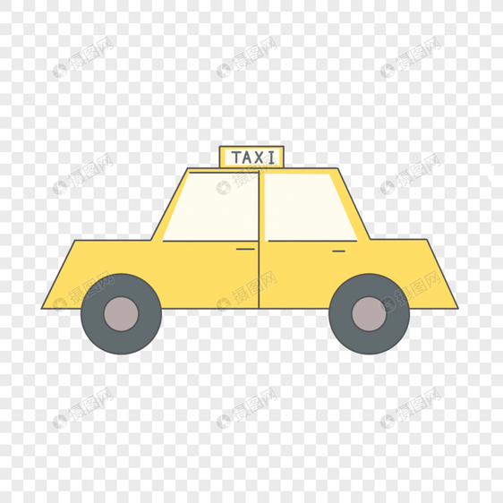 出租车汽车绘画图片卡通黄色图片
