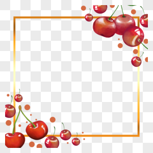 树叶樱桃正方形边框图片