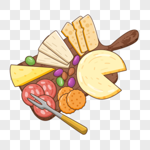 奶酪食物合集盘子和叉子图片
