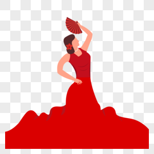 弗拉门戈舞者红裙装扮高清图片