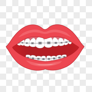 牙套牙齿医疗美容院红色图片
