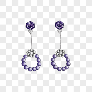 珍珠宝石紫色耳环图片