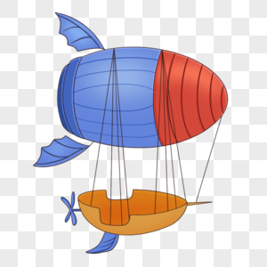 蒸汽朋克热气球蓝橙色图片
