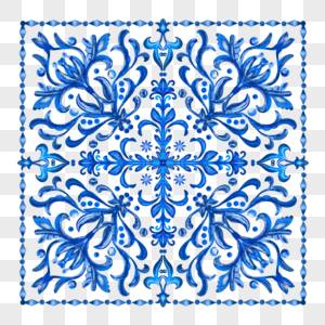 瓷砖图案抽象蓝色花纹图形高清图片