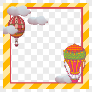 热气球卡通正方形边框高清图片