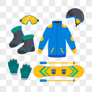 滑雪用品蓝色衣服滑雪板图片