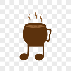 音乐咖啡杯扁平风格创意棕色图片